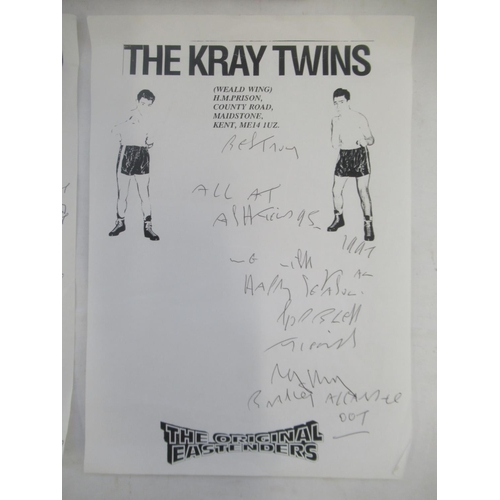 847 - Ronnie & Reggie Kray - 2 Prison Kray Twins paper signed both by Reggie Kray with a framed photocopy ... 