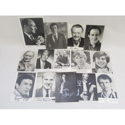 851 - Small collection of 14 signed photos to inc. John Gielgud, Gordon Honeycombe, Vince Hill, Peter Howi... 