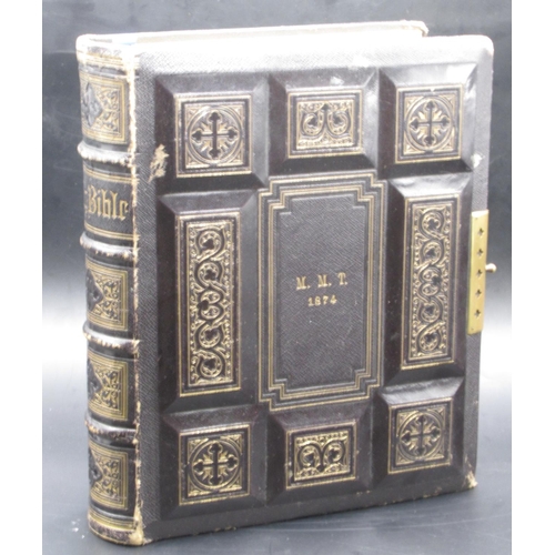 875 - The Holy Bible, George E. Eyre and Spottiswoode, Full leather binding, 4 raised bands, gilt and leat... 