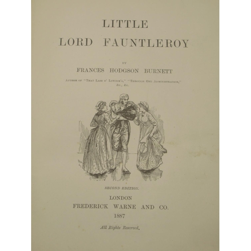 877 - Hodgson Burnett (Frances) Little Lord Fauntleroy, Frederick Warne and Co. 2nd Edition 1887, hardback... 