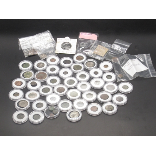 51 - Collection of ancient coins predominantly Roman, most contained in small plastic cases