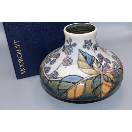 699 - Moorcroft Pottery, Bramble pattern large squat vase, H18cm, with box