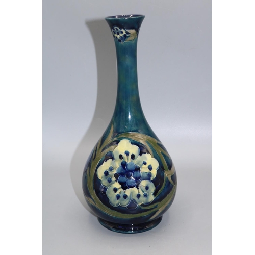 697 - William Moorcroft, Late Florian bottle form vase, H27.5cm, professionally restored