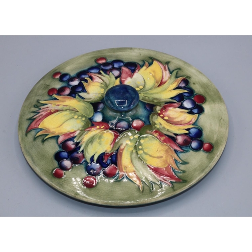 723 - Moorcroft Pottery, Leaves and Fruit pattern circular tureen cover, D21cm