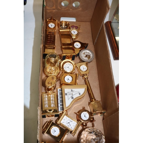 560 - Colin Jackson Collection: collection of novelty miniature clocks, two boxed coffee sets, Crystal Art... 