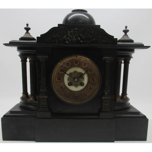 602 - Japy Freres, 19th Century French slate mantle clock,  Neo-Classical case, 4 1/2