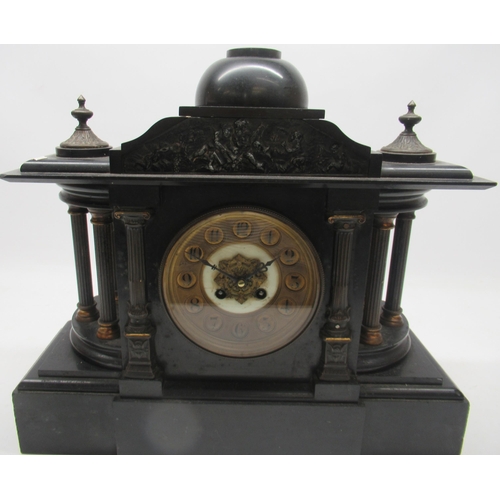 602 - Japy Freres, 19th Century French slate mantle clock,  Neo-Classical case, 4 1/2