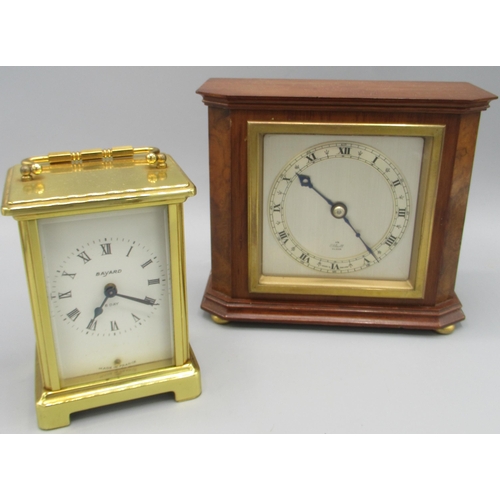 603 - Elliot 8 day walnut mantle timepiece on brass bun feet, brass bezel enclosing signed 3 1/2