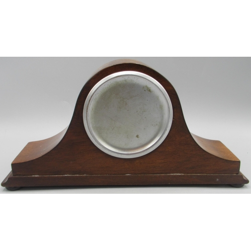 614 - 20th Century mahogany 8 day mantle timepiece, 3 1/2