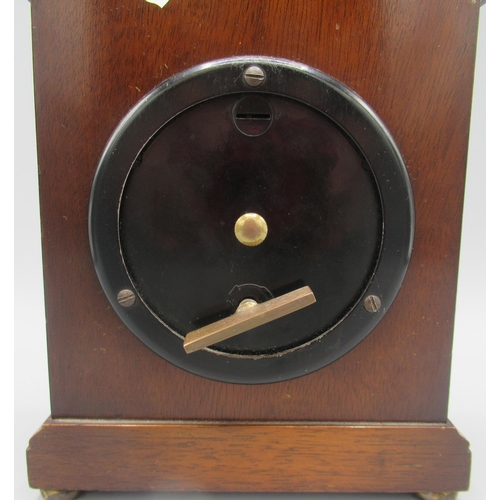 619 - Elliott London, 20th Century figured walnut 8 day mantle timepiece, brass dial, signed applied Roman... 