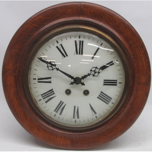 622 - Early 20th Century French oak wall clock, 9 1/2