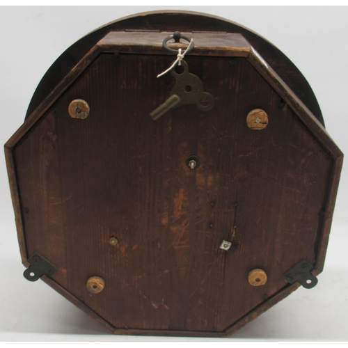 622 - Early 20th Century French oak wall clock, 9 1/2