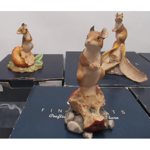 740 - Border Fine Arts Mice on fruit, incl 'Mouse on a Banana' , H12.5cm, 'Mouse on a Pear', H11cm, etc (7... 