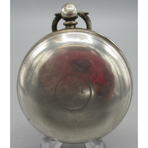 508 - D. Hill, Kirbymoorside, Victorian silver key wound pocket watch, signed white enamel Roman dial, sub... 