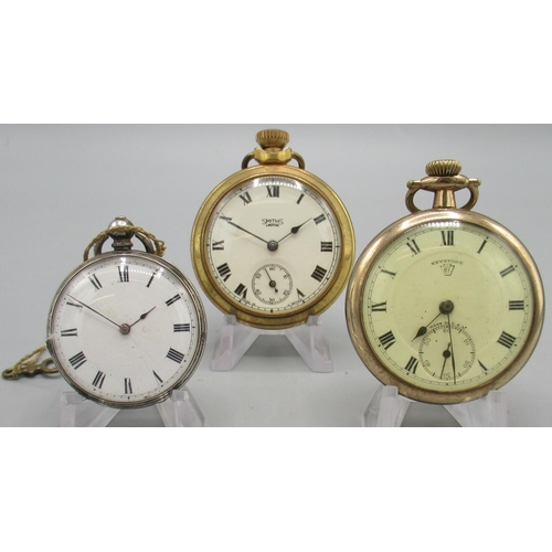 510 - Keystone rolled gold keyless pocket watch, signed stepped Roman dial, subsidiary seconds, Philadelph... 