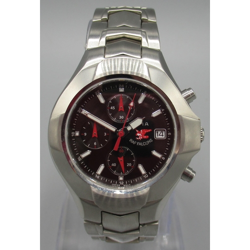 525 - Avia Polar Star RAF Falcons stainless steel quartz chronograph with watch with date, signed black di... 