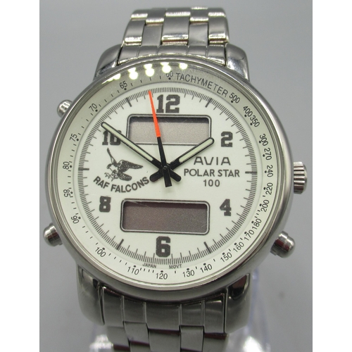 526 - Avia Polar Star 100 RAF Falcons stainless steel quartz ana-digi wristwatch, signed white Arabic dial... 