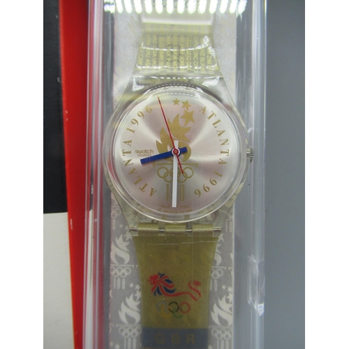 553 - Colin Jackson Collection: Swatch 1996 Atlanta Olympics, G.B. Team edition quartz wristwatch, Ref No.... 