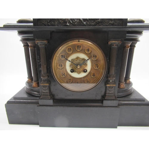 602 - Japy Freres, 19th Century French slate mantle clock,  Neo-Classical case, 4 1/2