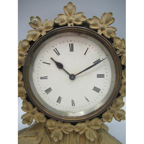 604 - W.A.P. late 19th Century French gilt metal timepiece, cream Roman dial, signed single train movement... 