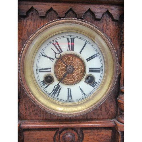 626 - H.A.C. early 20th century oak mantle clock, carved and moulded case, Roman dial, two train striking ... 