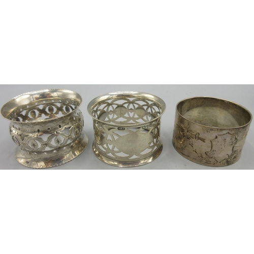 121 - George V silver cased napkin ring chased with swags and bows, vacant cartouche by Joseph Gloster Ltd... 