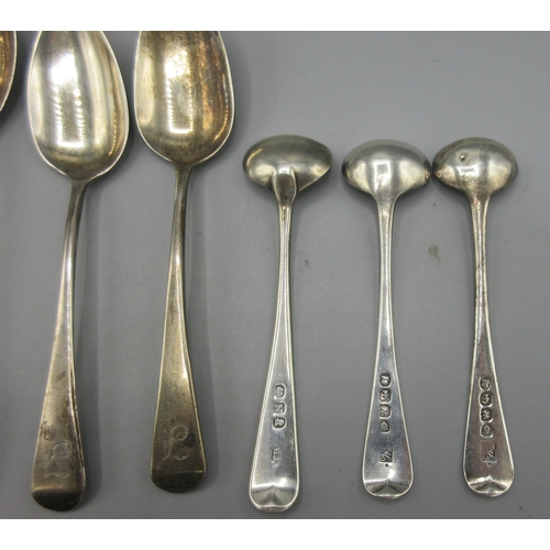 125 - Pair of George III silver monogrammed grapefruit spoons by Thomas Wallis, London 1789, a pair of Geo... 