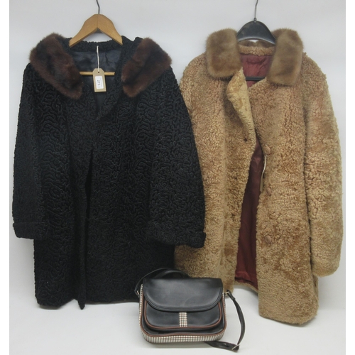 273 - Ladies black fur coat with brown mink collar by Astra Furs Paris Ltd approximately size 8-10, Ladies... 