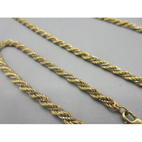 280 - 18ct two tone gold rope chain necklace and bracelet set, stamped 750, necklace L51cm, bracelet L20.5... 