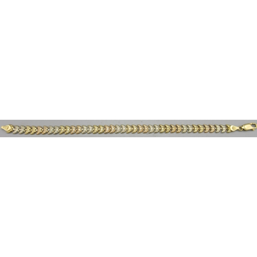 282 - 18ct multitoned gold bracelet with crescent moon links, stamped 750, L21cm, 9.7g