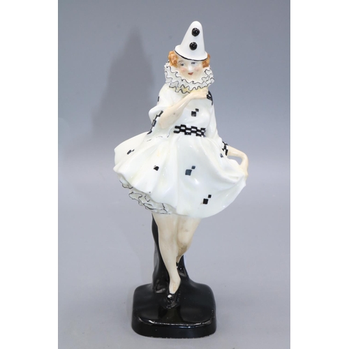 305 - Royal Doulton figure Pierrette HN644, designed by L Harradine, black and white colourway, A/F repair... 