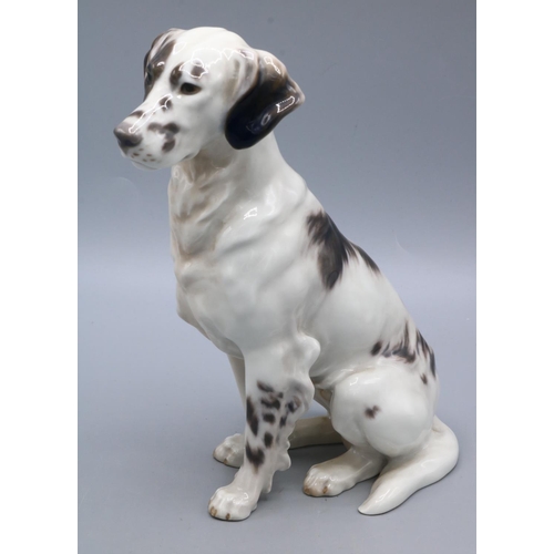 309 - Bing and Grondahl seated figure of an English setter, marked 1904, H20.5cm