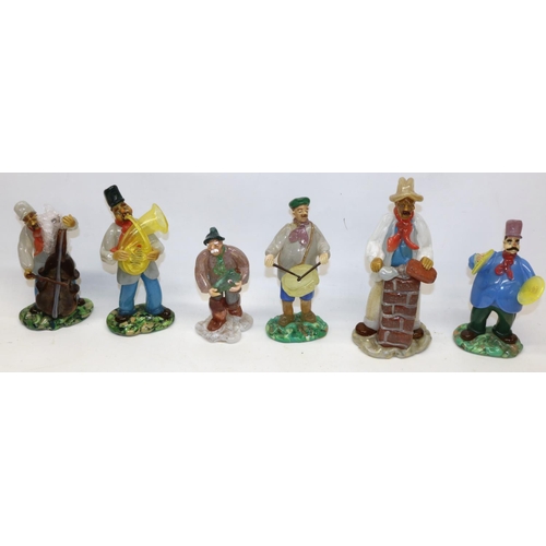 317 - Collection of Murano glass figures incl. musicians, fisherman, etc. max. H22cm (6) A/F