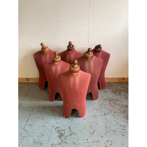 767 - Six shop mannequin torsos in red fabric, max. H80cm