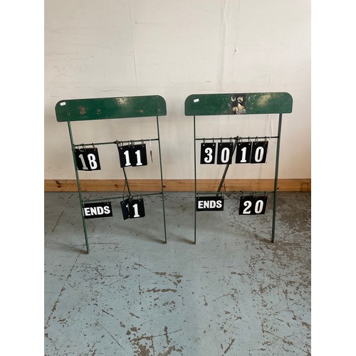 771 - Pair of vintage metal freestanding lawn bowls scoreboards (2)