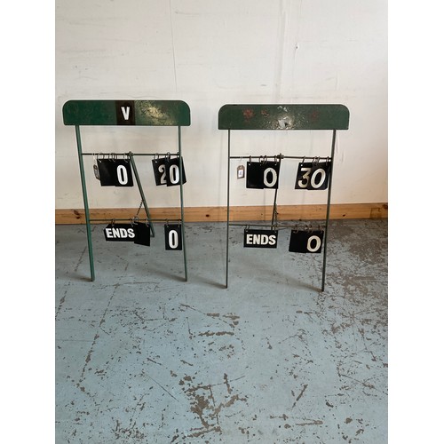 772 - Pair of vintage metal freestanding lawn bowls scoreboards (2)