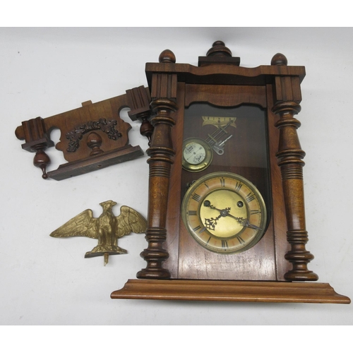 98 - Kienzle, 20th Century walnut Vienna style wall clock, carved pediment surmounted with a gilt eagle, ... 