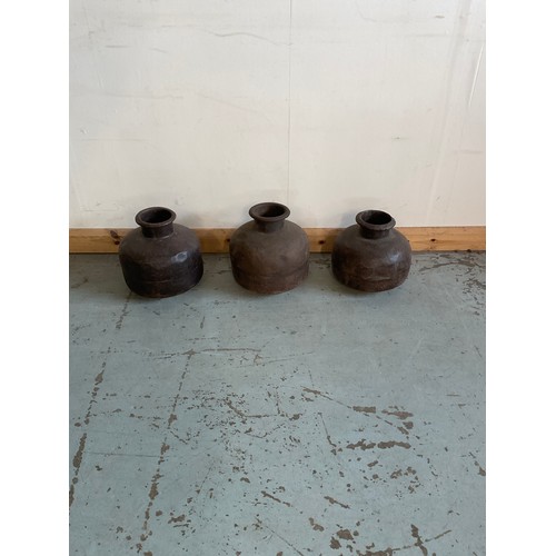 760 - Three Indian matka (water pots), W21cm