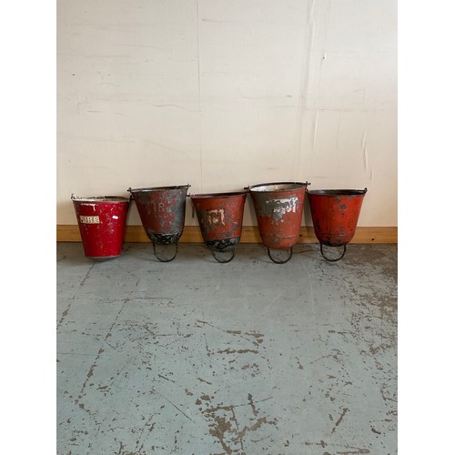 769 - Five vintage Indian metal fire buckets, max W27.5cm