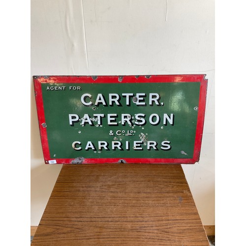 762 - Transport Memorabilia: Carter Paterson & Co. Ld. Express Carriers enamel advertising sign, H45cm, W7... 