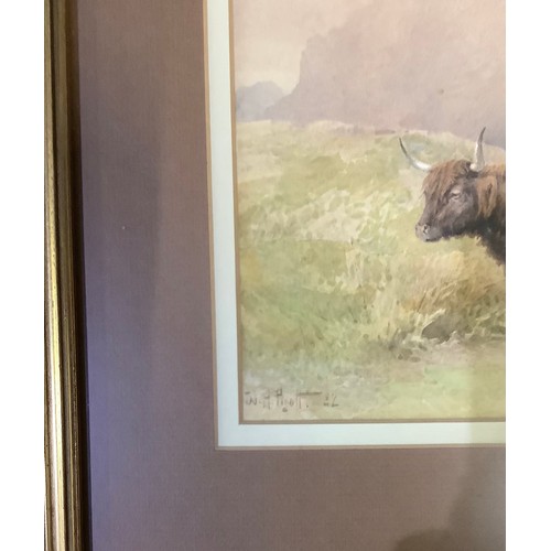 397 - William Henry Pigott (1810-1901); Highland Cattle & Sheep, pair of watercolours, signed and dated 18... 