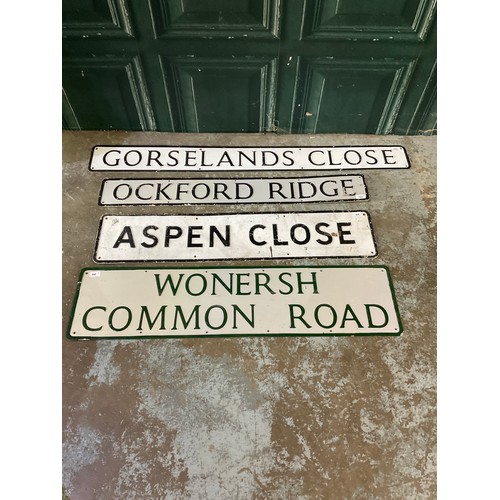 765 - Four street signs, probably southern England, L152cm