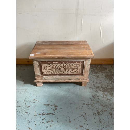 784 - Indian carved wooden painted chest, H42.5cm