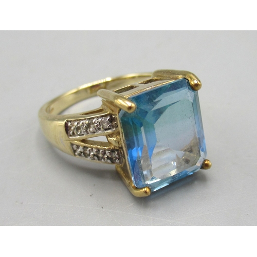 247 - 9ct yellow gold ring set with bi colour and white topaz, size N, and a 9ct gold ring set with Swiss ... 