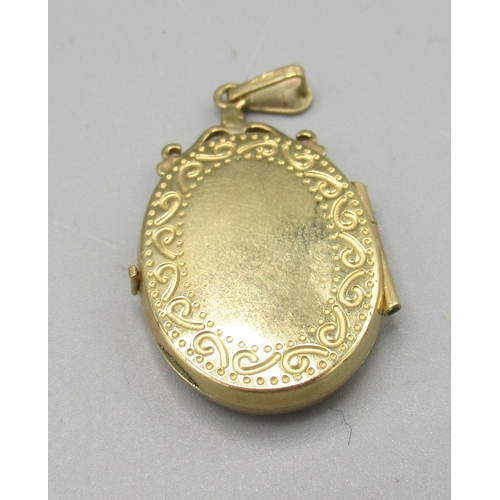 253 - 9ct yellow gold chain link necklace, and a 9ct gold oval pendant locket, both stamped 375, 6.79g