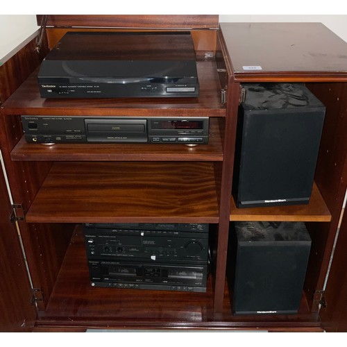 448 - Technics turntable SL-J90, CD player SL-PG490, Tuner, Amplifier, Double Cassette Deck and a pair of ... 