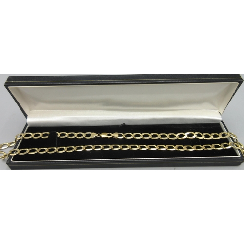 175 - 9ct yellow gold 8mm curb chain necklace, stamped 375, L59.5cm, 26.4g