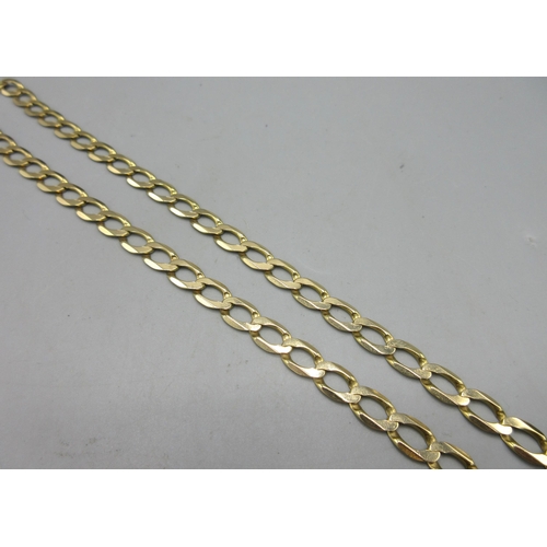 175 - 9ct yellow gold 8mm curb chain necklace, stamped 375, L59.5cm, 26.4g