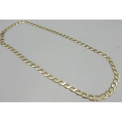 175 - 9ct yellow gold 8mm curb chain necklace, stamped 375, L59.5cm, 26.4g