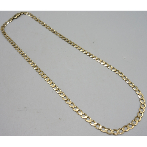 176 - 9ct yellow gold 5mm curb link chain necklace, stamped 9kt, L47.5cm, 10.1g